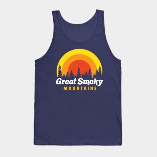 Great Smoky Mountains Retro Trees Sunset Tank Top